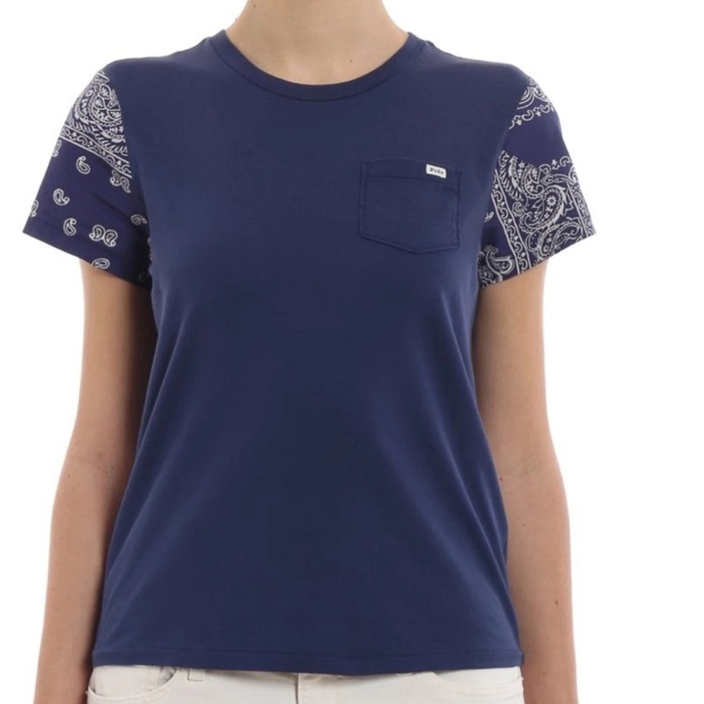 Ralph Lauren Polo Classic Fit Bandanna Jersey Tee Shirt in Classic Navy Sz Small